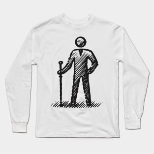 Stick Figure man in black ink Long Sleeve T-Shirt